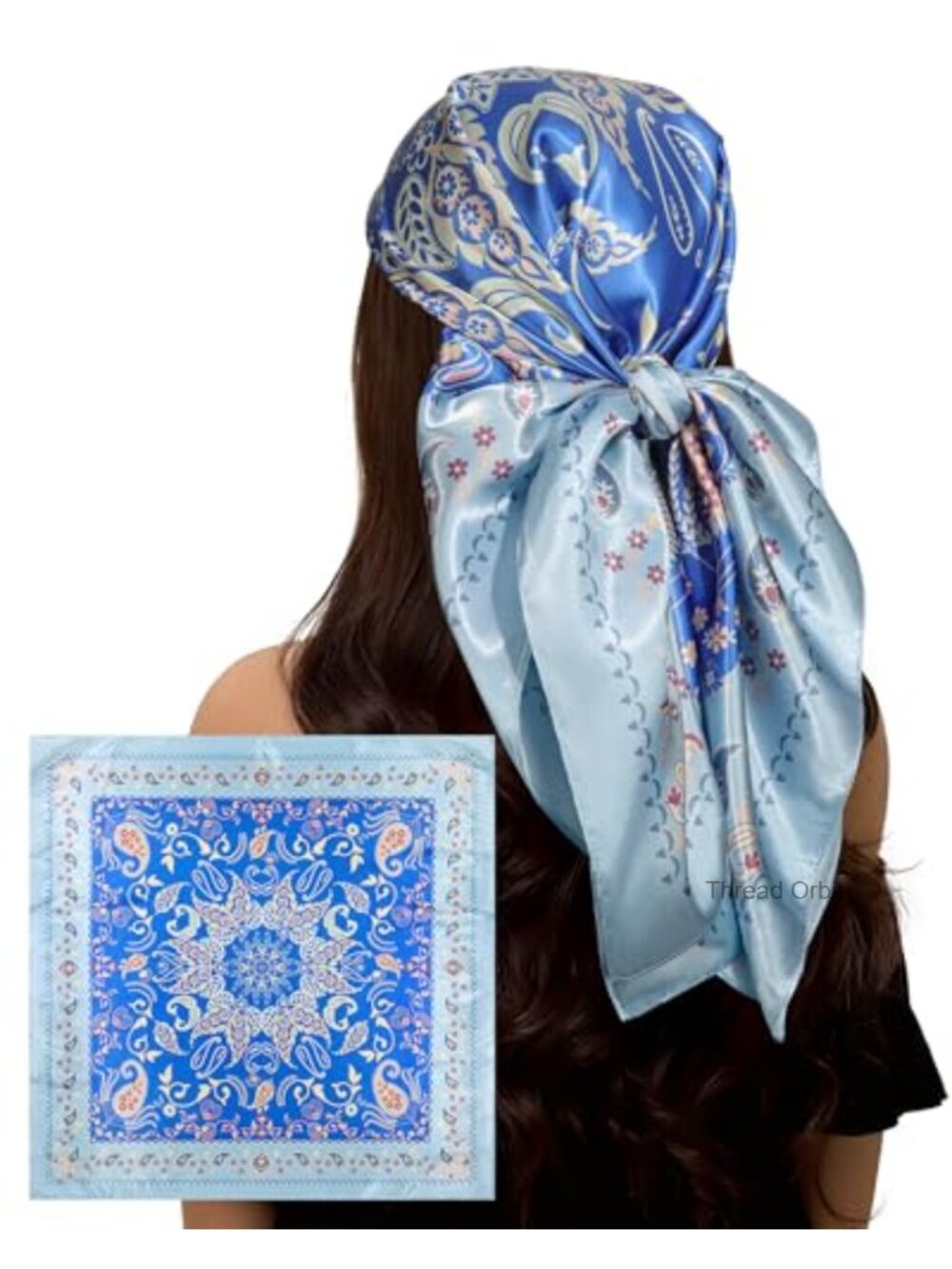 Large Silk-Like Satin Square Scarf Head Wrap Hair Care 35"